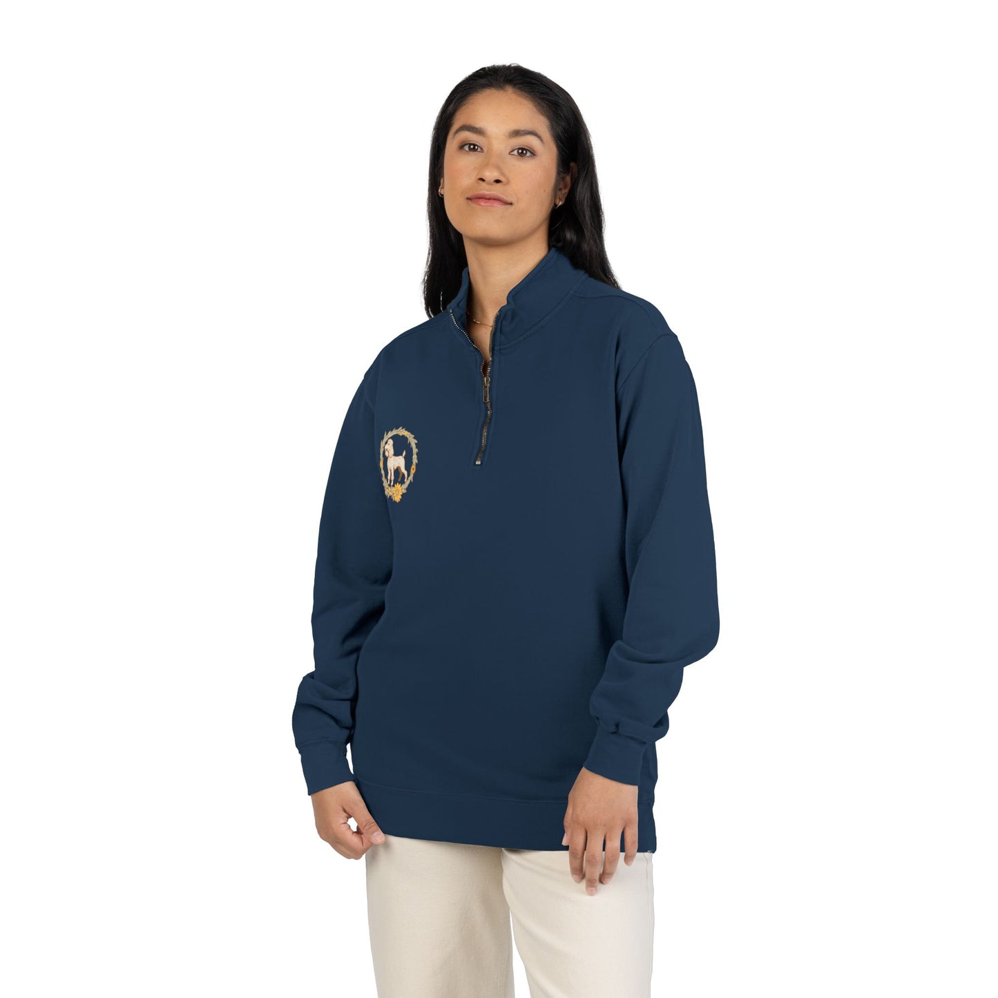 Groomer Dog Quarter-Zip Sweatshirt — Floral Veterinary Pet Grooming Pullover