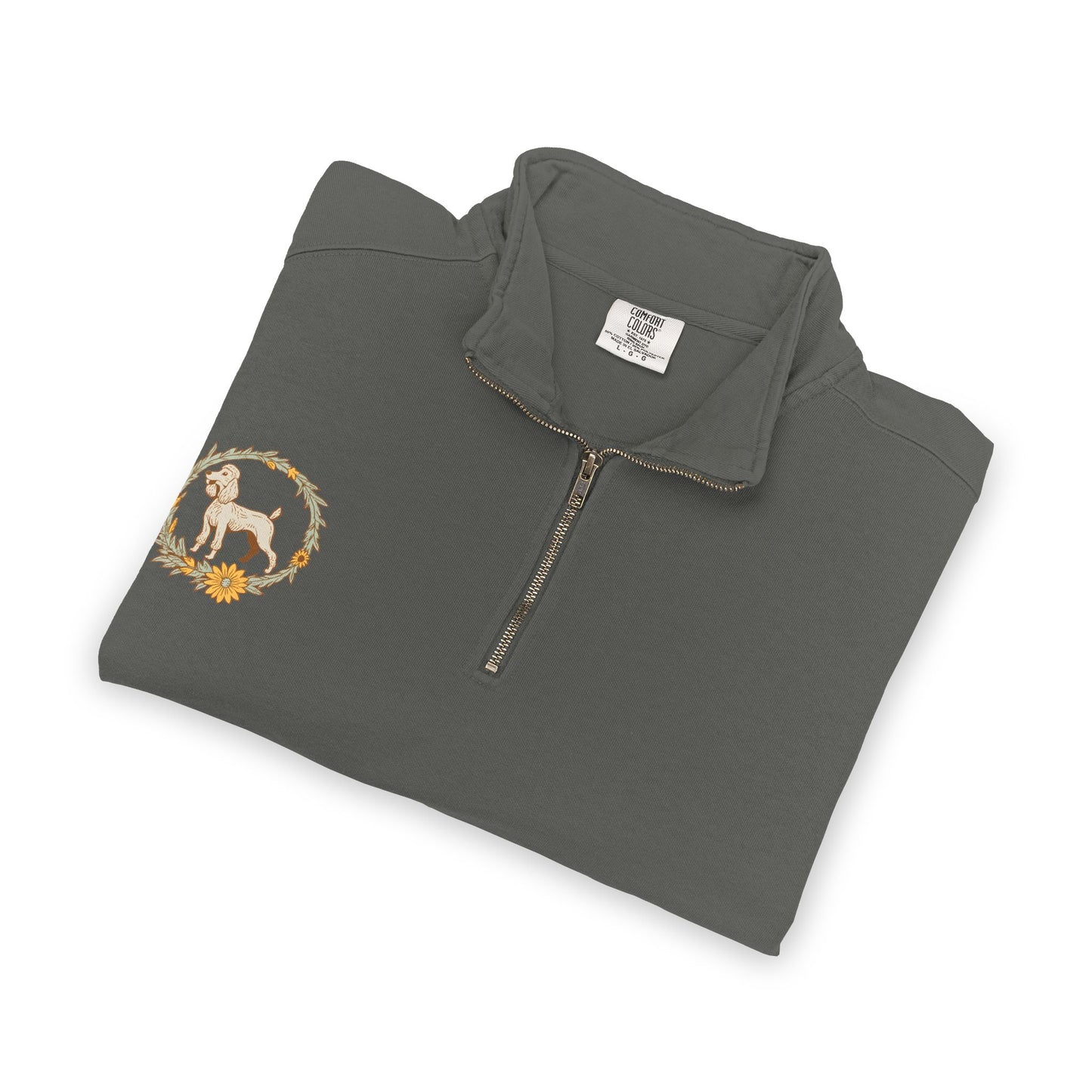 Groomer Dog Quarter-Zip Sweatshirt — Floral Veterinary Pet Grooming Pullover