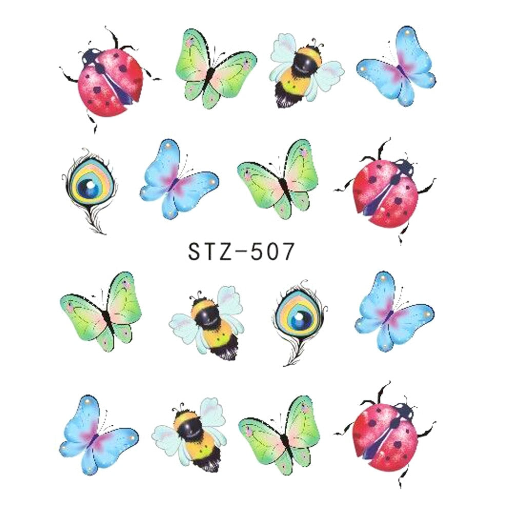 Butterfly Flower Nail Stickers – Water Transfer Decals for Nail Art