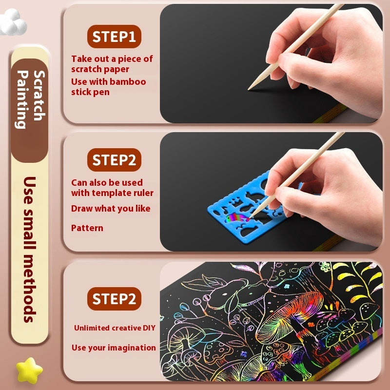 Scratch Art Paper for Kids - Rainbow Scratch Off Coloring Books (Ages 3-8)