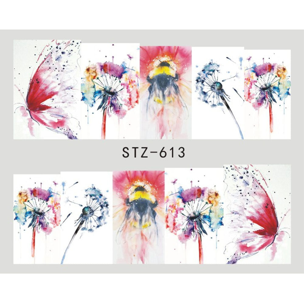 Butterfly Flower Nail Stickers – Water Transfer Decals for Nail Art
