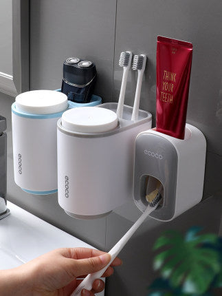 Wall Mounted no drill Automatic Toothpaste Holder Bathroom Accessories Set Dispenser