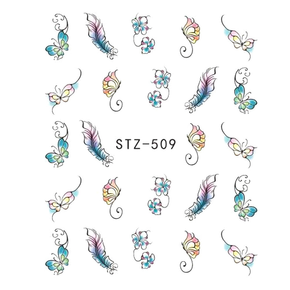 Butterfly Flower Nail Stickers – Water Transfer Decals for Nail Art