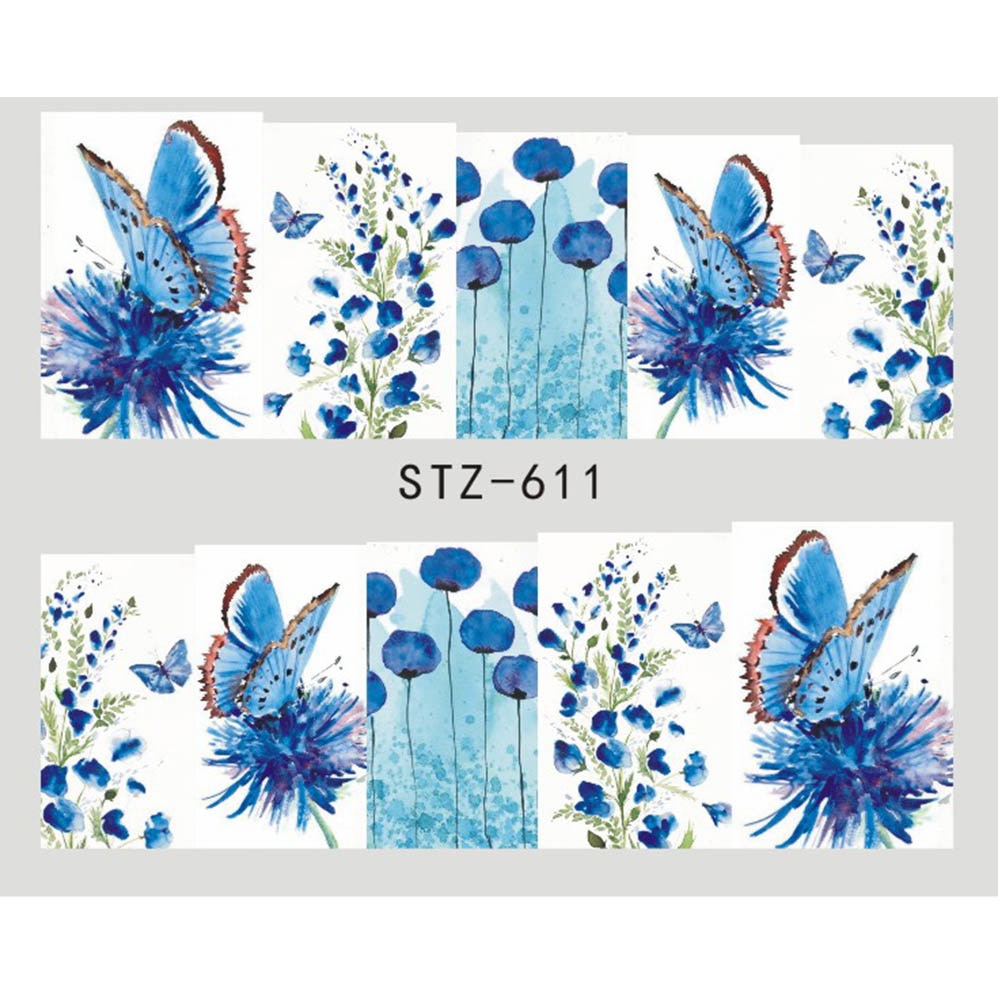 Butterfly Flower Nail Stickers – Water Transfer Decals for Nail Art