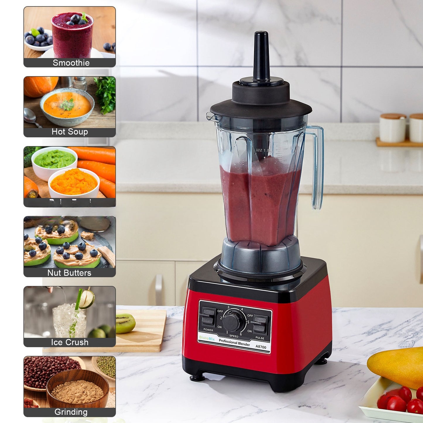 Commercial High Horsepower Blender - Professional Performance Countertop Blender