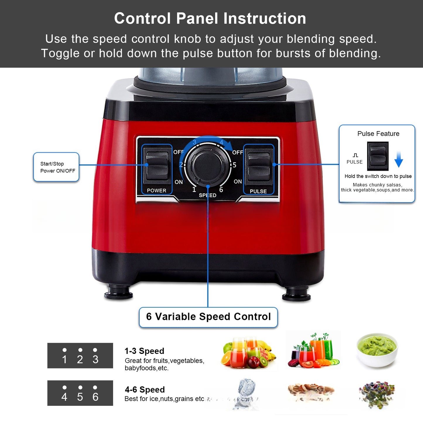 Commercial High Horsepower Blender - Professional Performance Countertop Blender