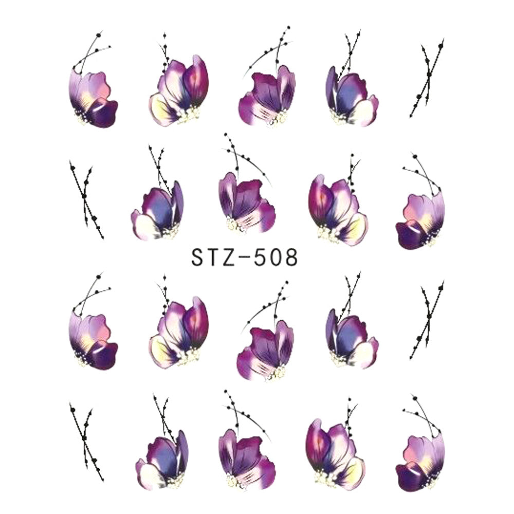 Butterfly Flower Nail Stickers – Water Transfer Decals for Nail Art