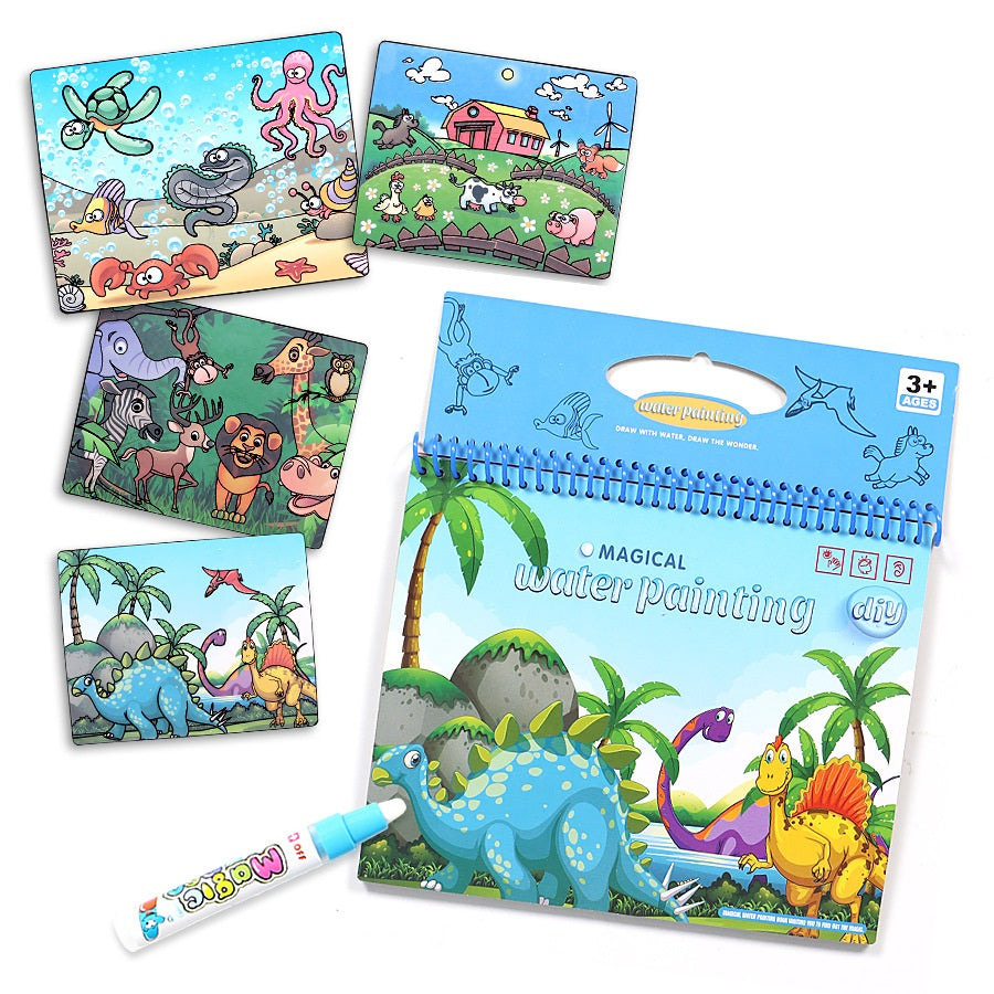 Reusable Water Painting Books for Kids - Educational Coloring Activity Set with Animals, Numbers & English