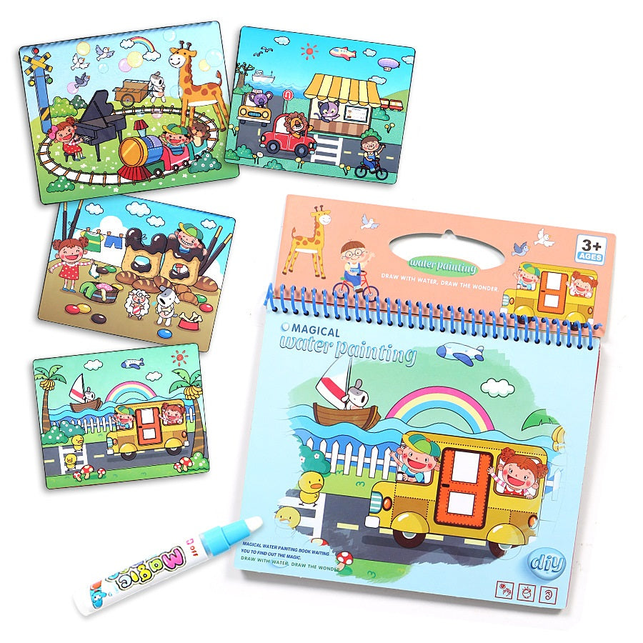 Reusable Water Painting Books for Kids - Educational Coloring Activity Set with Animals, Numbers & English