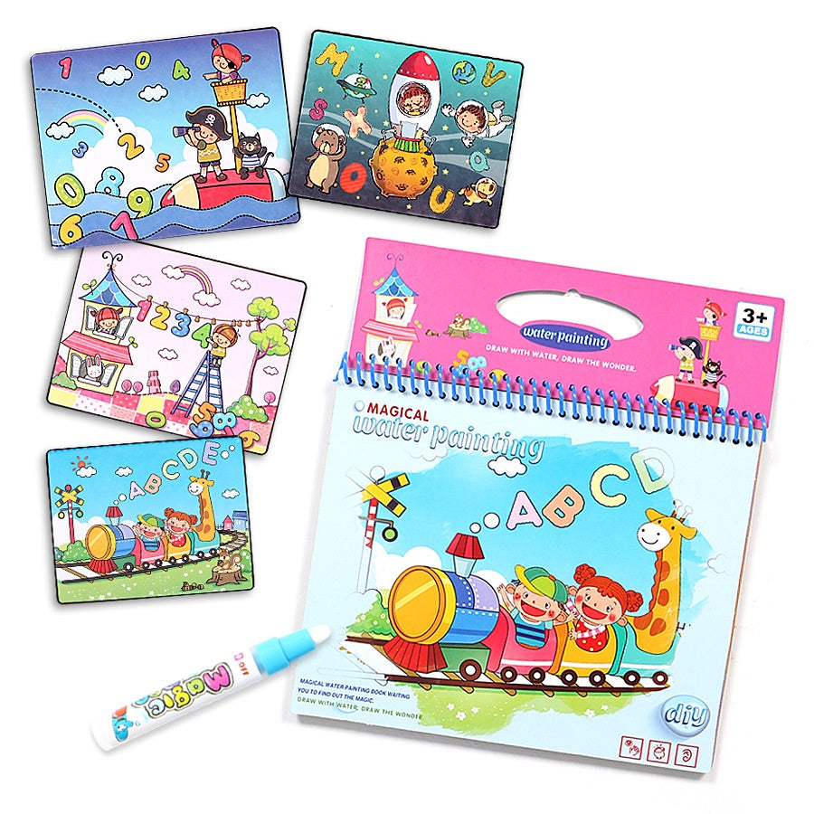 Reusable Water Painting Books for Kids - Educational Coloring Activity Set with Animals, Numbers & English