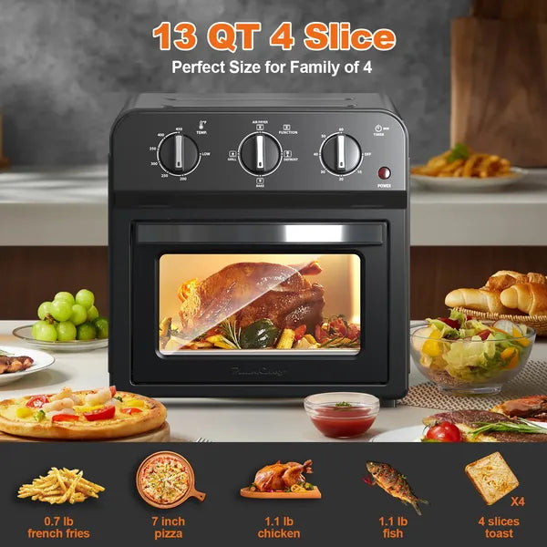 Air Fryer Toaster Oven Combo 13QT - Oil-Free Convection Countertop Oven with Adjustable Temp Control
